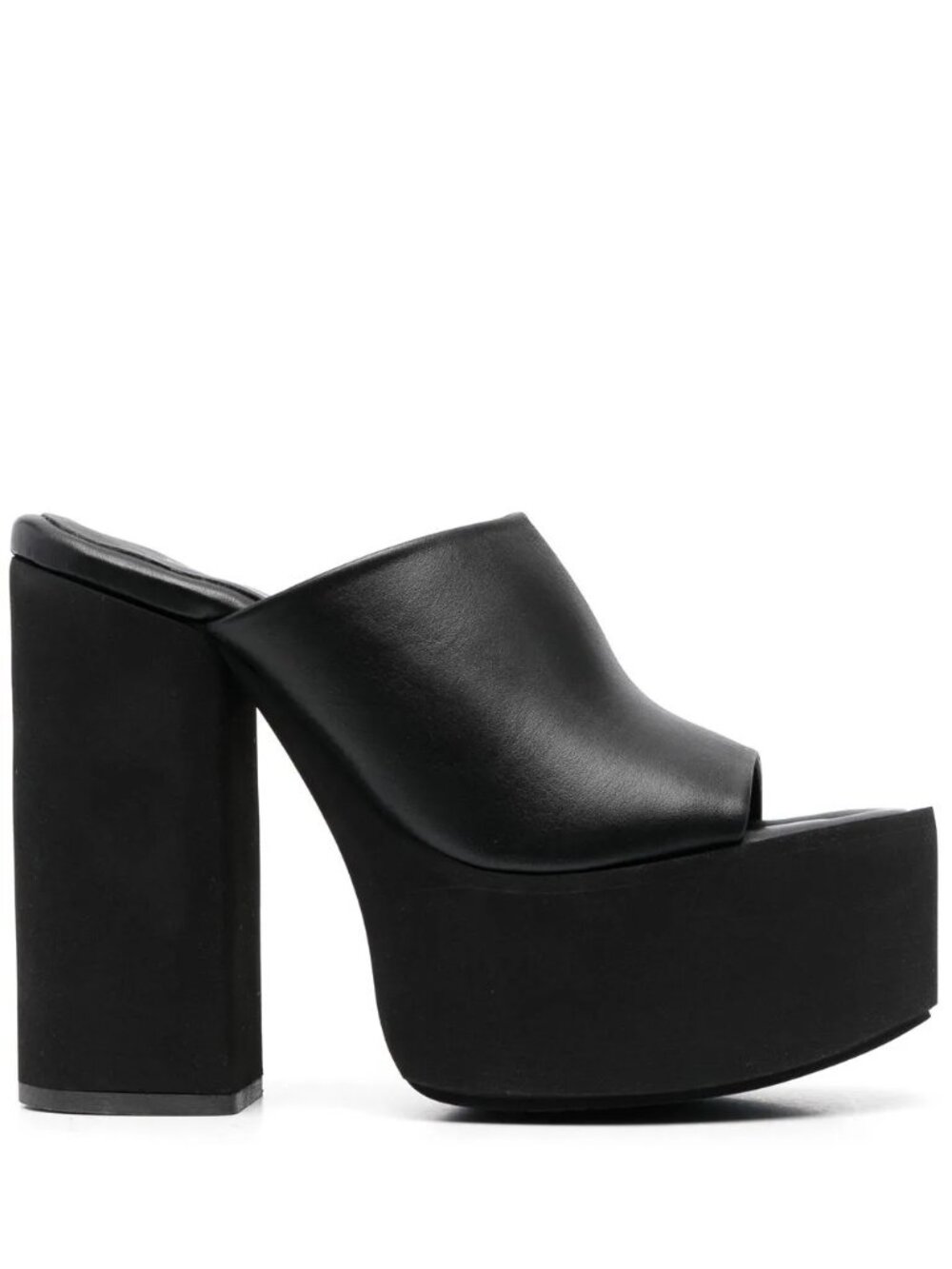 Paloma Barcelo Evanthe - Black Leather Platform Mules Sandals